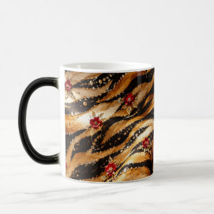 Red Crystal Rose Tiger Fabric Magic Mug