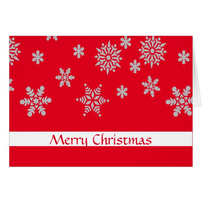 Red Crystal Snowflake White Badge Merry Christmas (Front Horizontal)