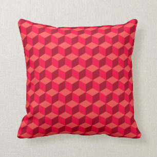Red Cubed Throw Pillow