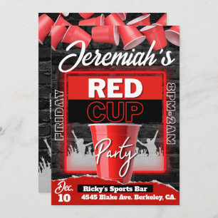 Red Cup Club Flyer Style Grunge Birthday Invitation