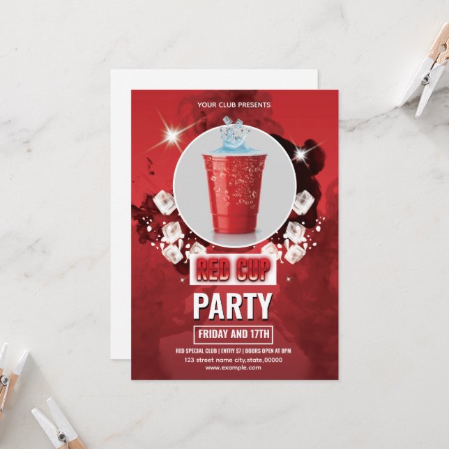 Red Cup Party Flyer Template | Editable Invite (Front/Back In Situ)