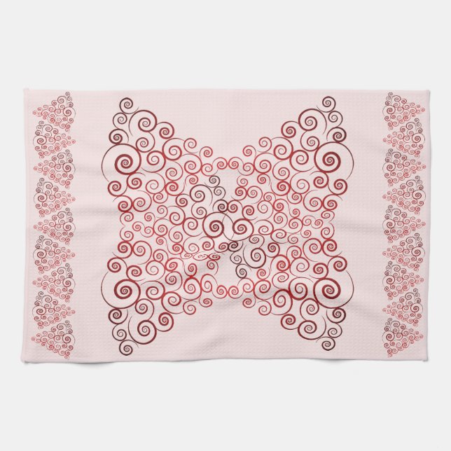 Red Curleque Christmas Tree Kitchen Towel (Horizontal)