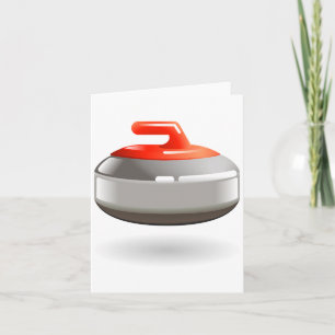 Red Curling Stone Winter Sports Card