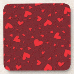 Red curly hearts coaster