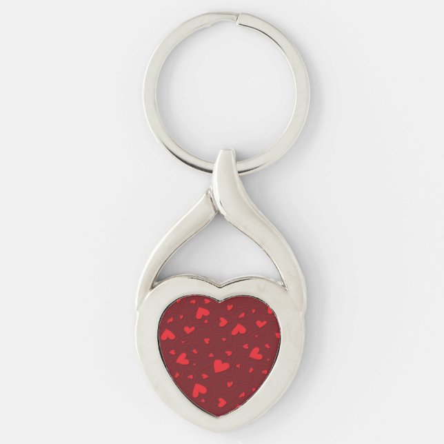 Red curly hearts keychain (Front)