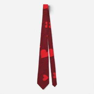 Red curly hearts tie