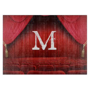 Red Curtain Theatre Monogram Glass Cutting Board