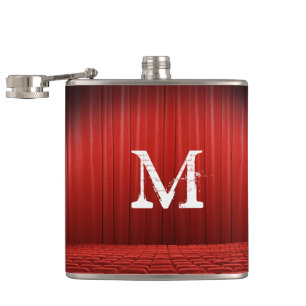 Red Curtain Theatre Monogram Whiskey Flask
