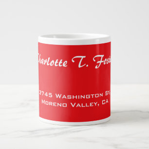 Red Curve Brush Script Elegant Minimalist Modern Large Coffee Mug