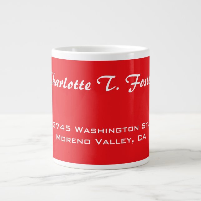 Red Curve Brush Script Elegant Minimalist Modern Large Coffee Mug (Front)