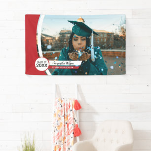 Red Curved Frame Photo Graduation Banner
