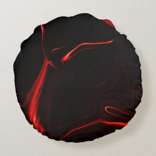 Red curves or undulation in darkest red background round pillow