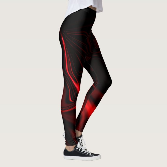 Red curves or undulations in dark background. leggings (Right)