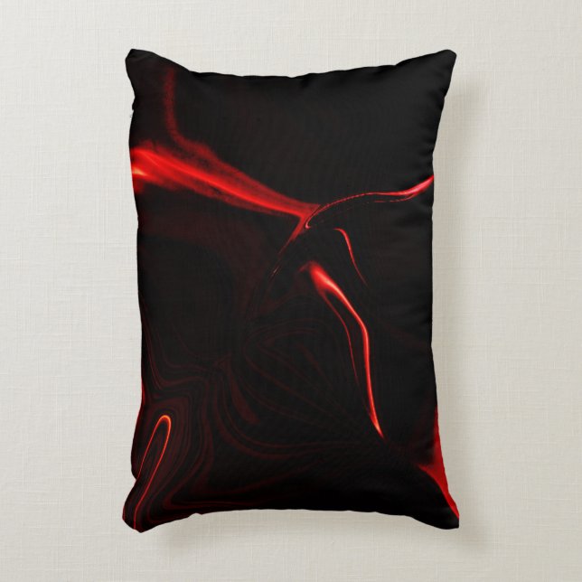 Red curves or undulations in darkest red fund accent pillow (Front(Vertical))