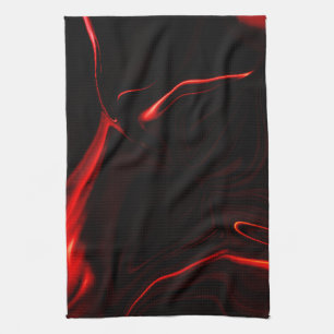 Red curves or undulations in darkest red fund kitchen towel