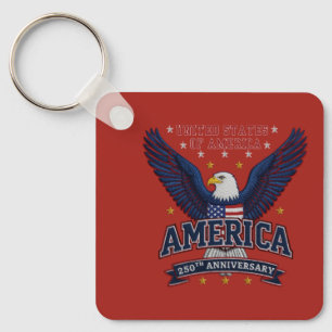Red Custom America 250 Business QR Code Square  Keychain