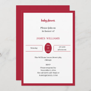 Red Custom Baby Shower Invitation