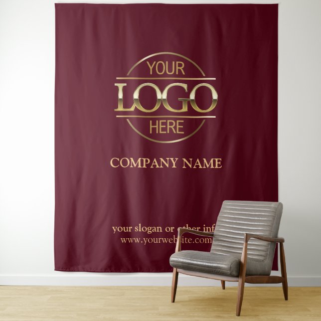 Red Custom Business Logo Trade Show Backdrop Tapestry (In Situ)