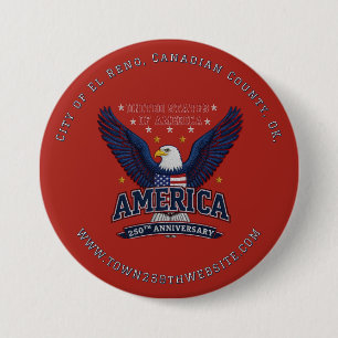 Red Custom City 250th Anniversary Promo 3 Inch Round Button