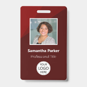 Red Custom Employee - Photo ID, Logo, Bar Code Badge