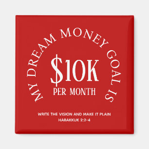 Red Custom Financial Income Goal Magnet