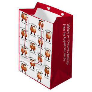 Red Custom Fun Pudding Merry Christmas Medium Gift Bag