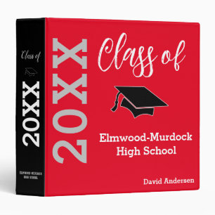 Red Custom High School Graduation Memory Books Binder