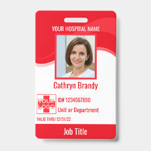 Red custom Hospital Employee Security, logo Badge