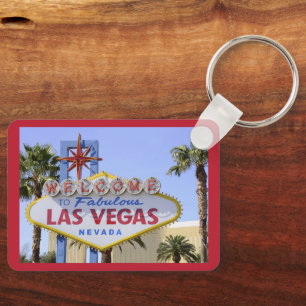 Red Custom Las Vegas Nevada Welcome Sign  Keychain