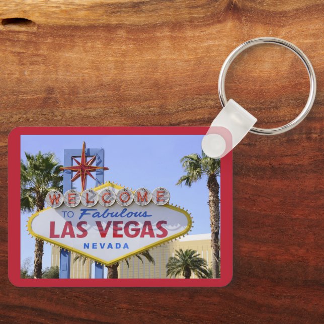 Red Custom Las Vegas Nevada Welcome Sign  Keychain (Front)