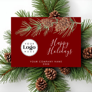 Red Custom Logo Holiday Business Thank You Card