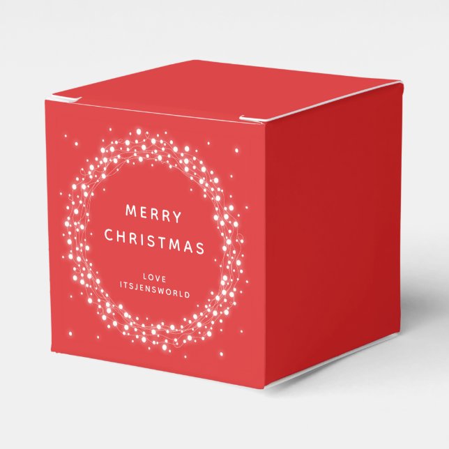 Red Custom Message Sparkling Lights Christmas Favor Box (Front Side)