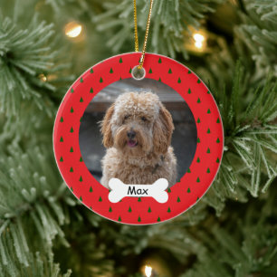 Red Custom Pet Puppy Dog Photo Ceramic Ornament