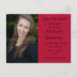 Red Custom Photo Graduation Save the Date Card