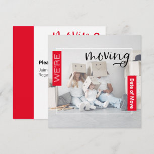 Red Custom Photo Moving Announcement Card