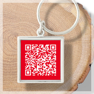 Red   Custom QR Code Scannable Keychain