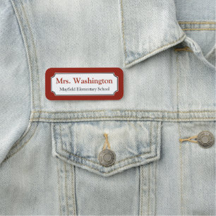 Red Custom Teacher Work Office Name Tag