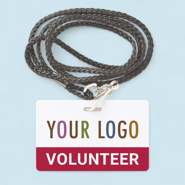 Red Custom Volunteer Badge Lanyard Event Team Logo (MISOOK Horizontal Volunteer PVC Lanyard Badge with Logo)