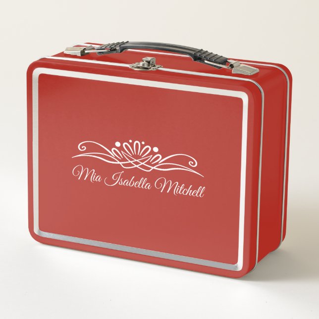 Red Customizable Metal Lunch Box (Front)