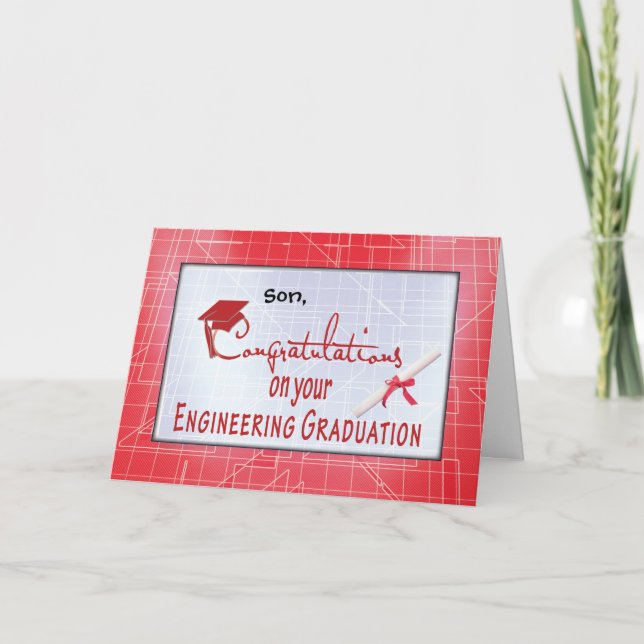 Red Customize Relationship Engineering Graduation Card (Front)