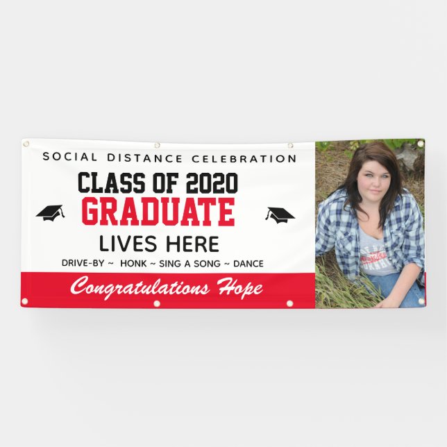 Red Customized Graduation Banner: COVID-19 Banner (Horizontal)