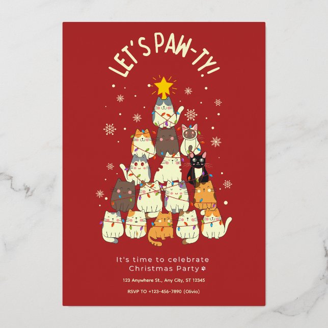 Red Cute Cat Christmas  (Front)