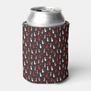 red cute cat pattern can cooler