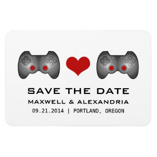 Red Cute Gamer Save the Date Magnet
