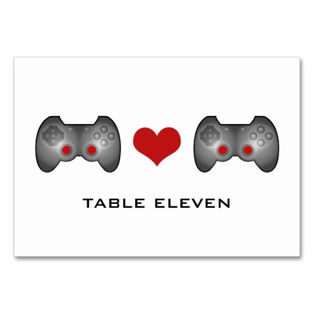 Red Cute Gamer Table Card (Front)