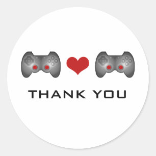 Red Cute Gamer Thank You Stickers