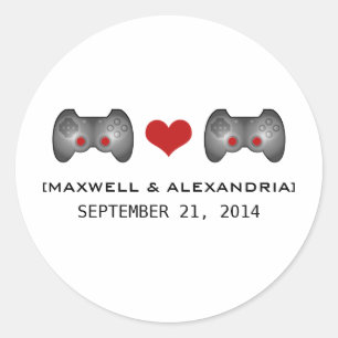 Red Cute Gamer Wedding Stickers