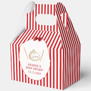 Red Cute Girl Bow Asian Dumpling Baby Shower Favor Box