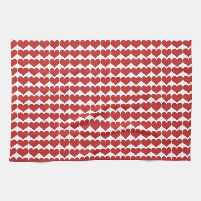 Red Cute Hearts Motif Serviette de cuisine (Horizontal)
