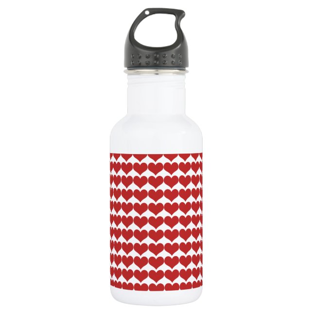 Red Cute Hearts Pattern Bottle (Front)